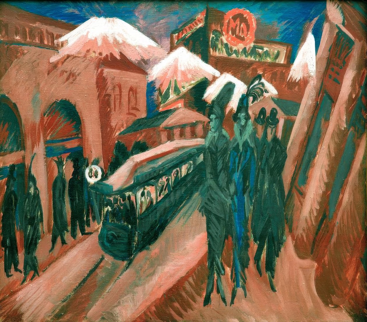 Leipziger Straße com trem elétrico de Ernst Ludwig Kirchner