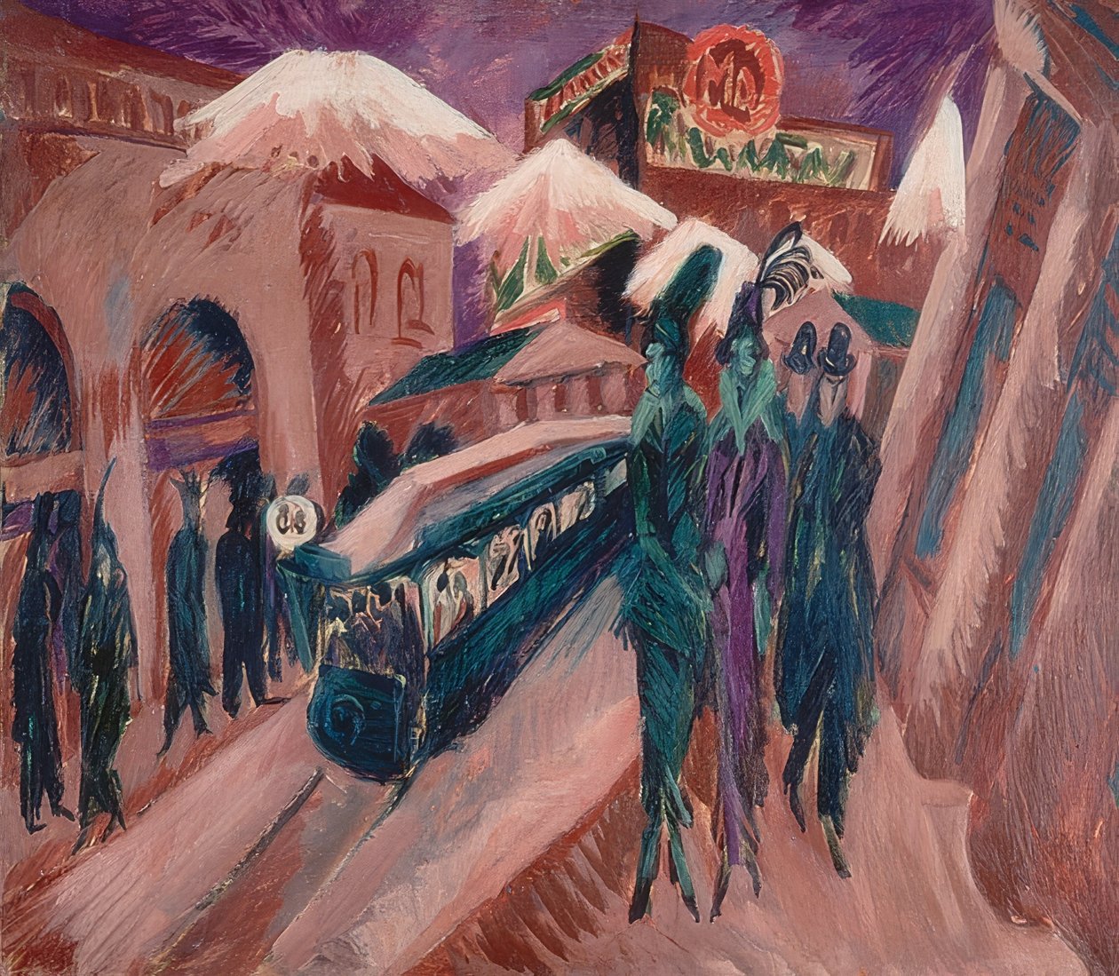 Leipziger Strasse com trem elétrico. 1914 de Ernst Ludwig Kirchner