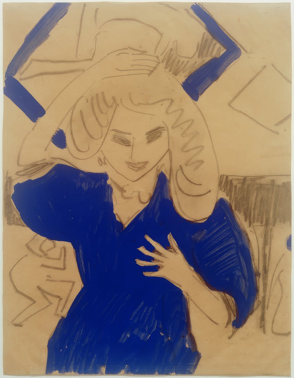 Rapariga de vestido azul de Ernst Ludwig Kirchner