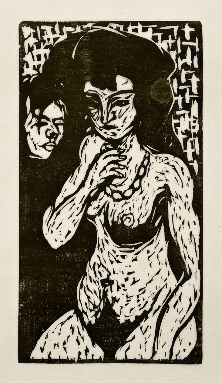 Nu da menina com auto-retrato de Ernst Ludwig Kirchner