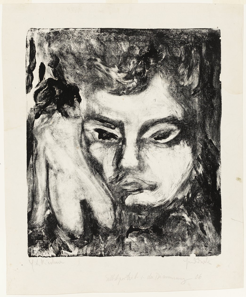 Cabeça de homem com nu de Ernst Ludwig Kirchner