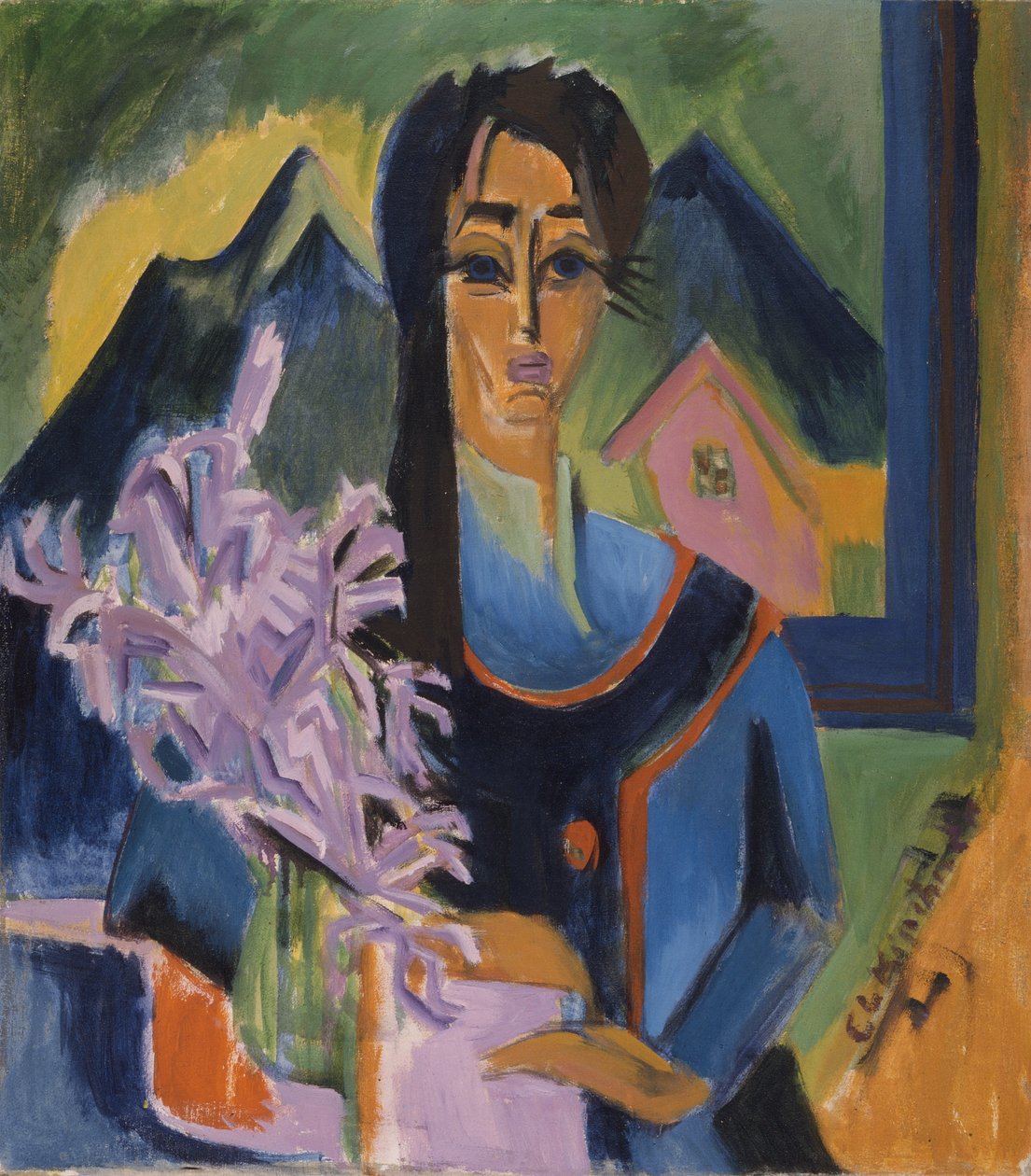 Maryli (Jovem com um ramo de cravos) de Ernst Ludwig Kirchner