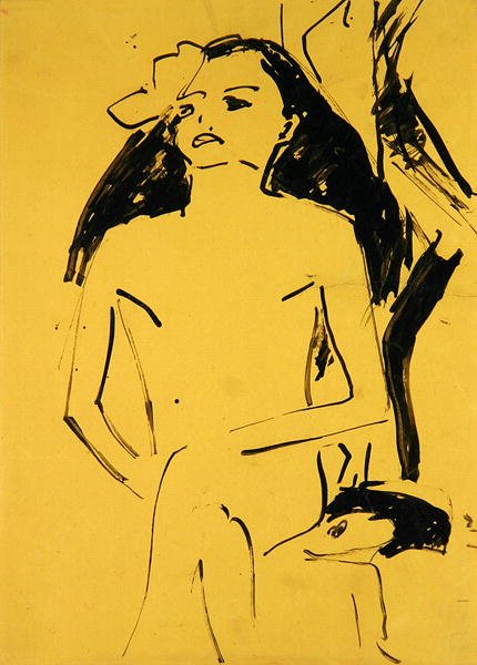 Marzella com o cabelo para baixo de Ernst Ludwig Kirchner
