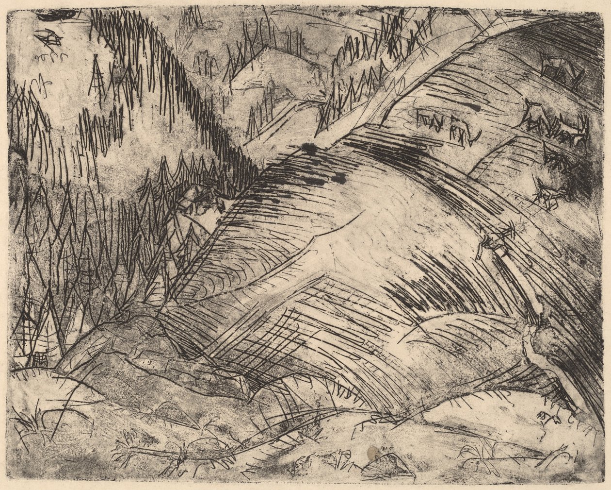 Encosta de montanha com cabras de Ernst Ludwig Kirchner