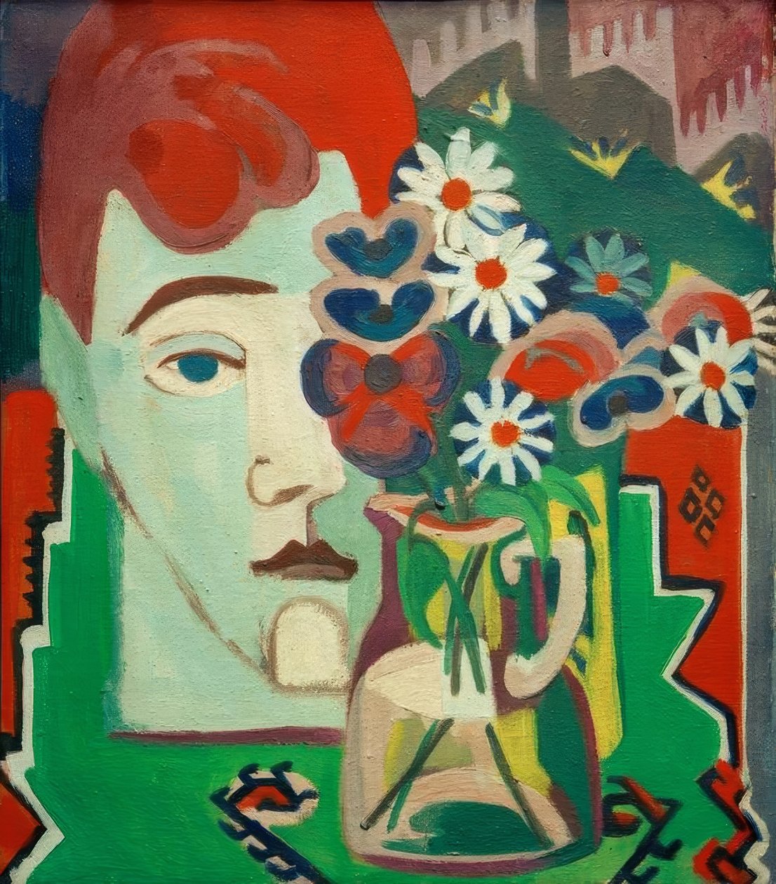 Miller cabeça com flores de Ernst Ludwig Kirchner