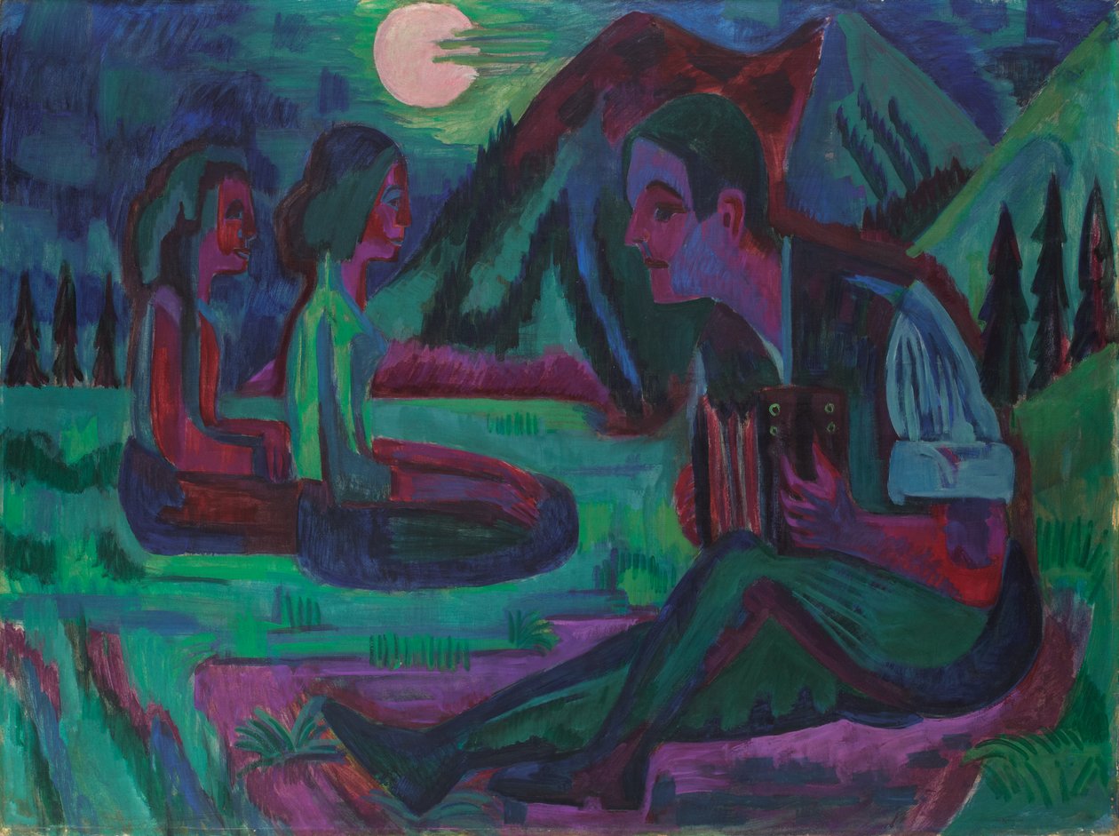 Lua Noturna; Acordeonista ao Luar de Ernst Ludwig Kirchner