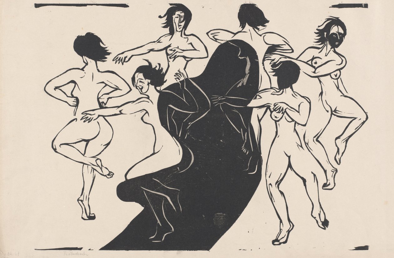 Nus dançando em torno de uma sombra de Ernst Ludwig Kirchner