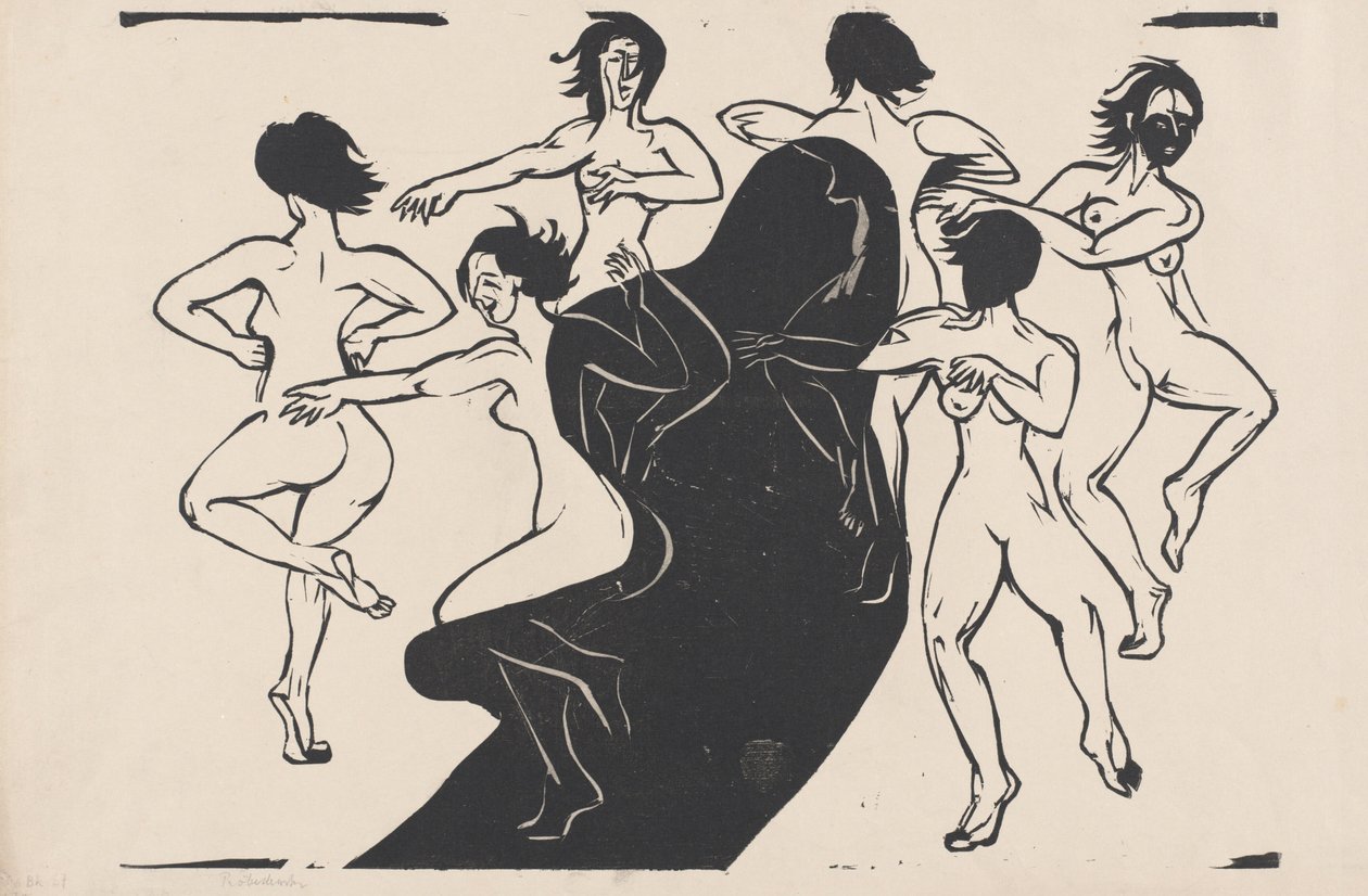 Nus a dançar à volta de uma sombra de Ernst Ludwig Kirchner