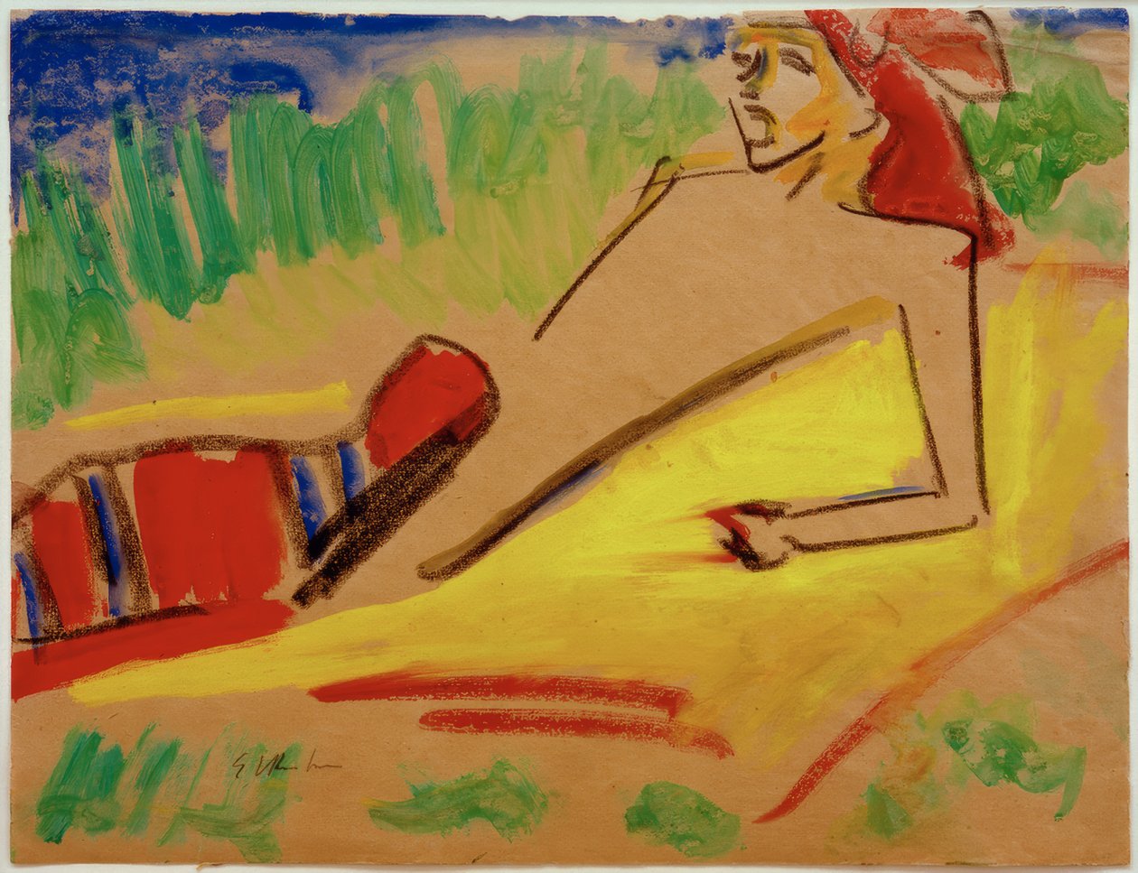 Sem título (Fränzi, deitado na água) de Ernst Ludwig Kirchner