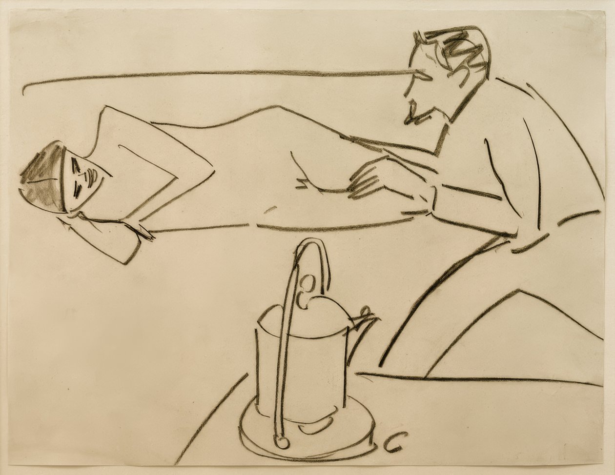 Sem título (Deitado Fränzi em conversa com Erich Heckel) de Ernst Ludwig Kirchner