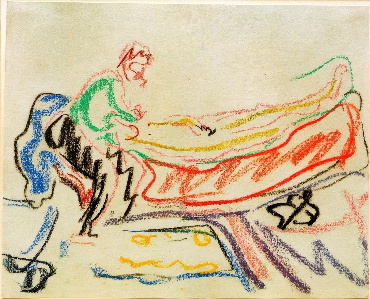 Casal em canapé (Erich Heckel e modelo) de Ernst Ludwig Kirchner