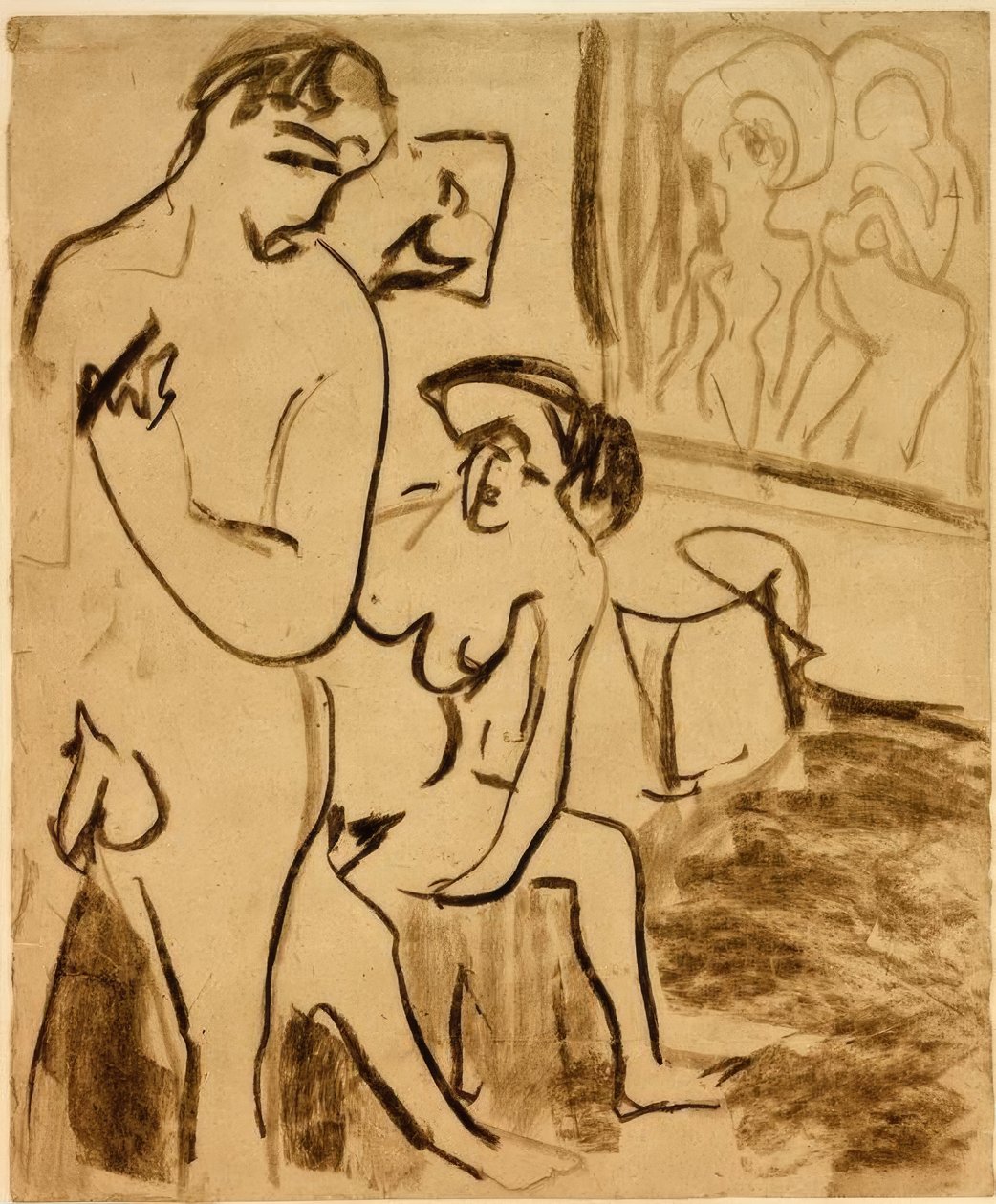 Casal no estúdio de Ernst Ludwig Kirchner