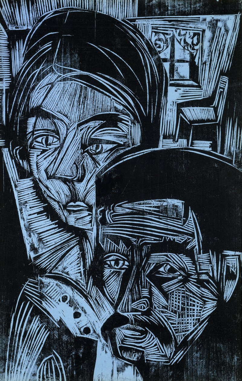 Casal de camponeses no chalé, 1919 de Ernst Ludwig Kirchner