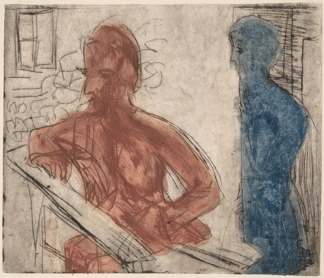 Camponês e menina de Ernst Ludwig Kirchner