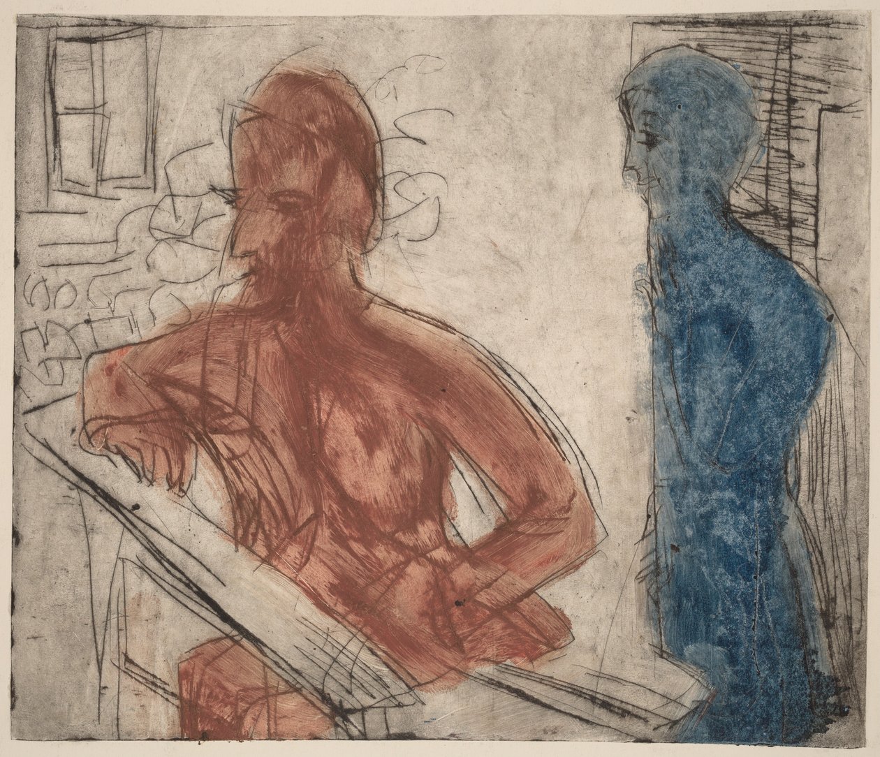 Camponês e rapariga de Ernst Ludwig Kirchner