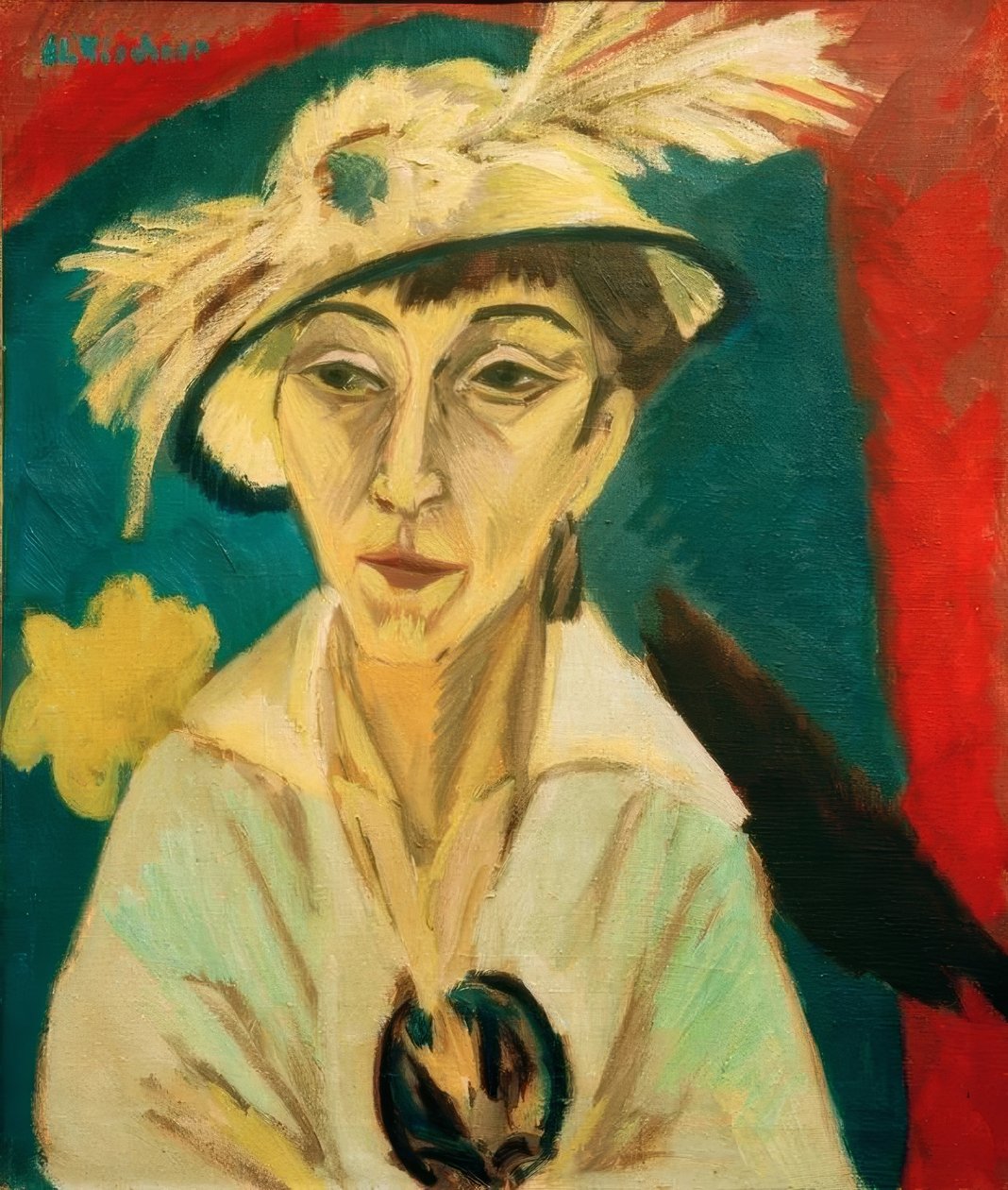 Retrato Erna Schilling (mulher doente, senhora com chapéu) de Ernst Ludwig Kirchner