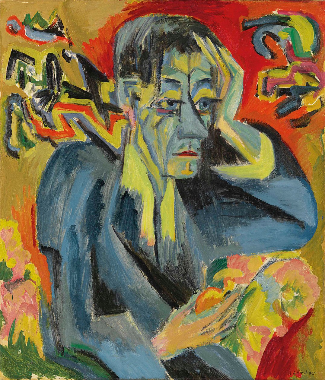 Retrato do poeta Leonhard Frank, 1917. de Ernst Ludwig Kirchner