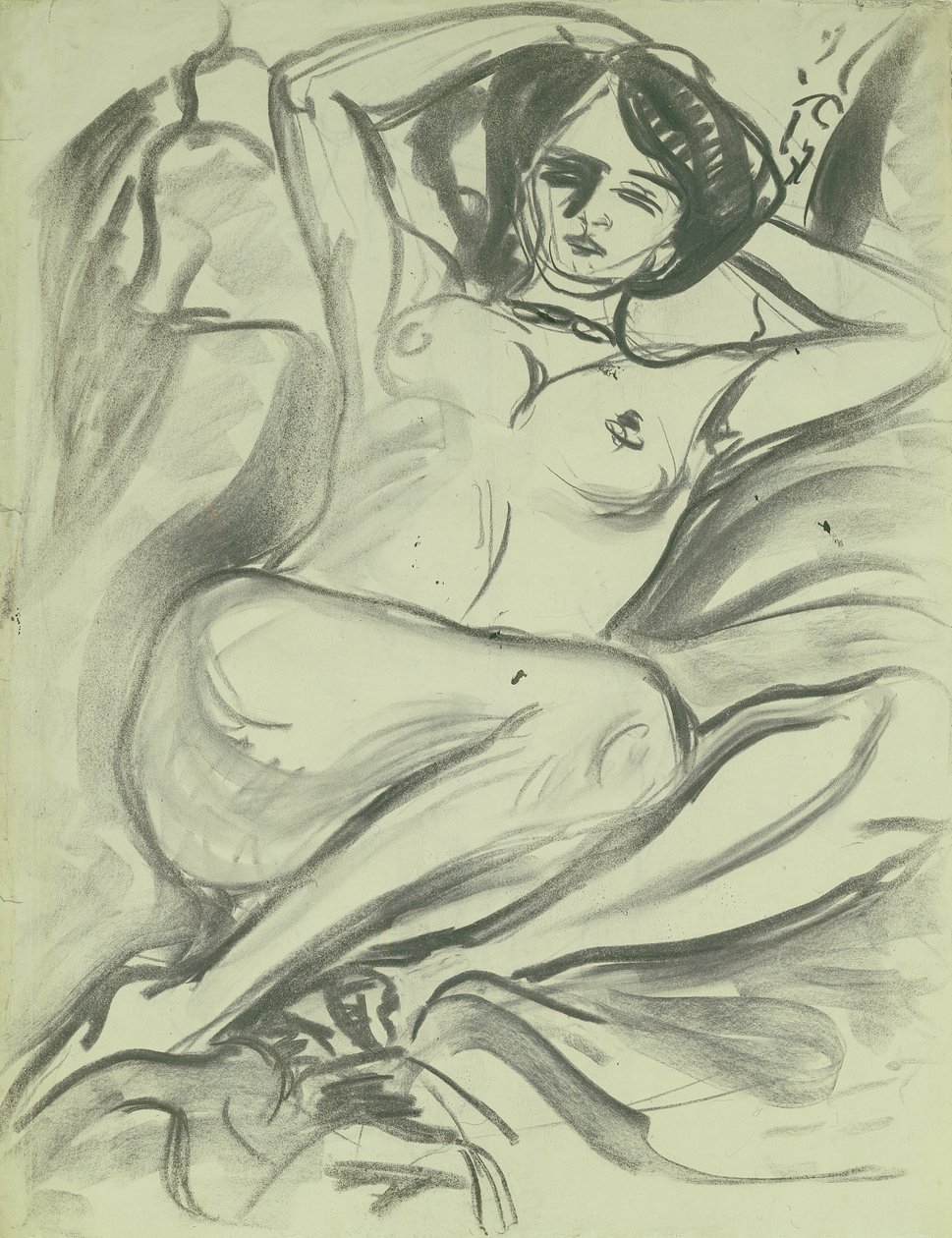 Nu Reclinado (Isabella), 1906 (carvão sobre papel) de Ernst Ludwig Kirchner