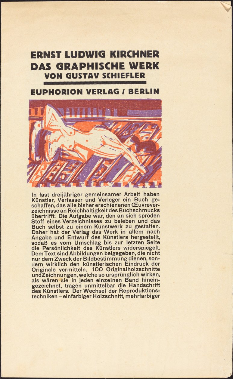Reclining Nude with Cat de Ernst Ludwig Kirchner