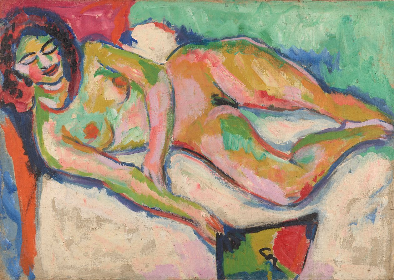 Nu reclinado com leque de Ernst Ludwig Kirchner