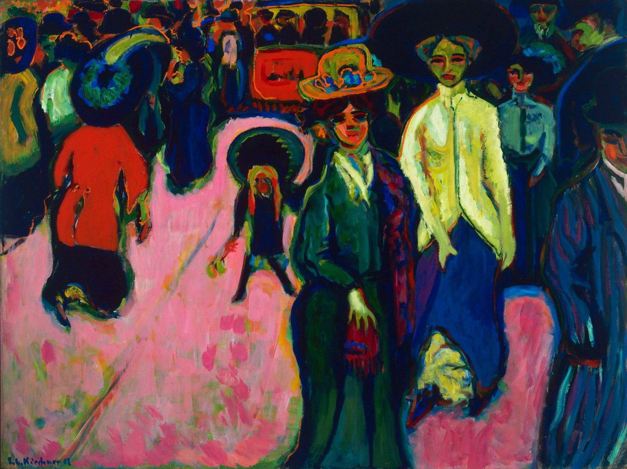 Street, Dresden (Alemanha). Pintura de Ernst Ludwig Kirchner (1880-1938), óleo sobre tela de Ernst Ludwig Kirchner