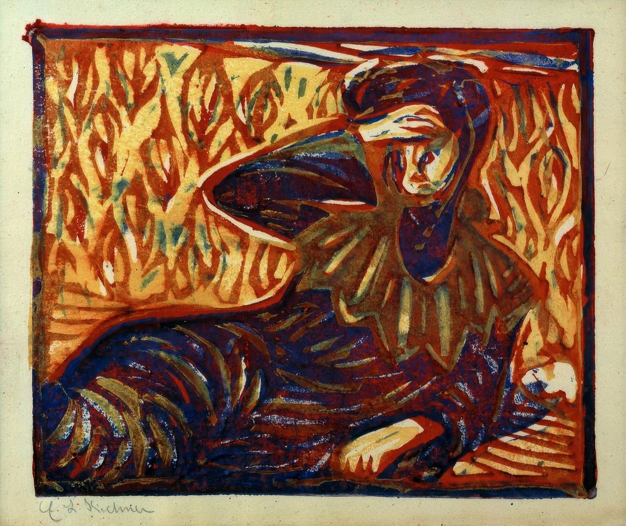 Menina a descansar com dor de cabeça de Ernst Ludwig Kirchner