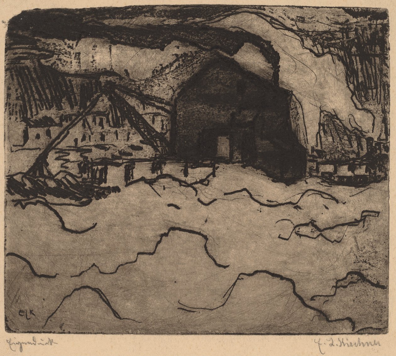 Dragas de areia no Elba de Ernst Ludwig Kirchner