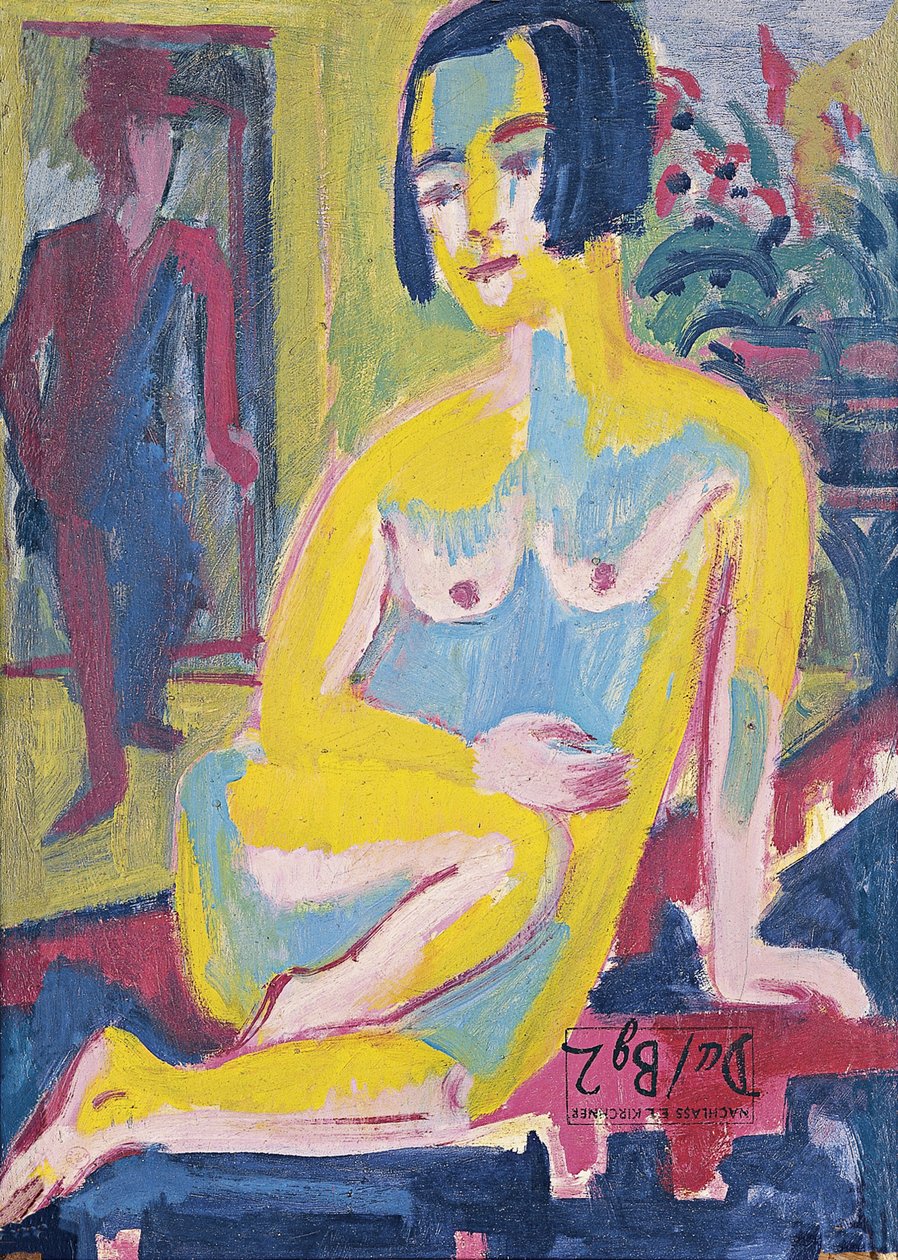 Nu Fêmea Sentado. Estudo, ca 1921-1923 de Ernst Ludwig Kirchner