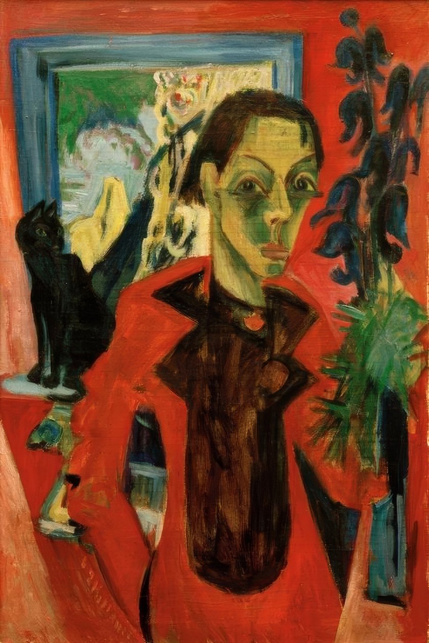 Auto-retrato com gato de Ernst Ludwig Kirchner
