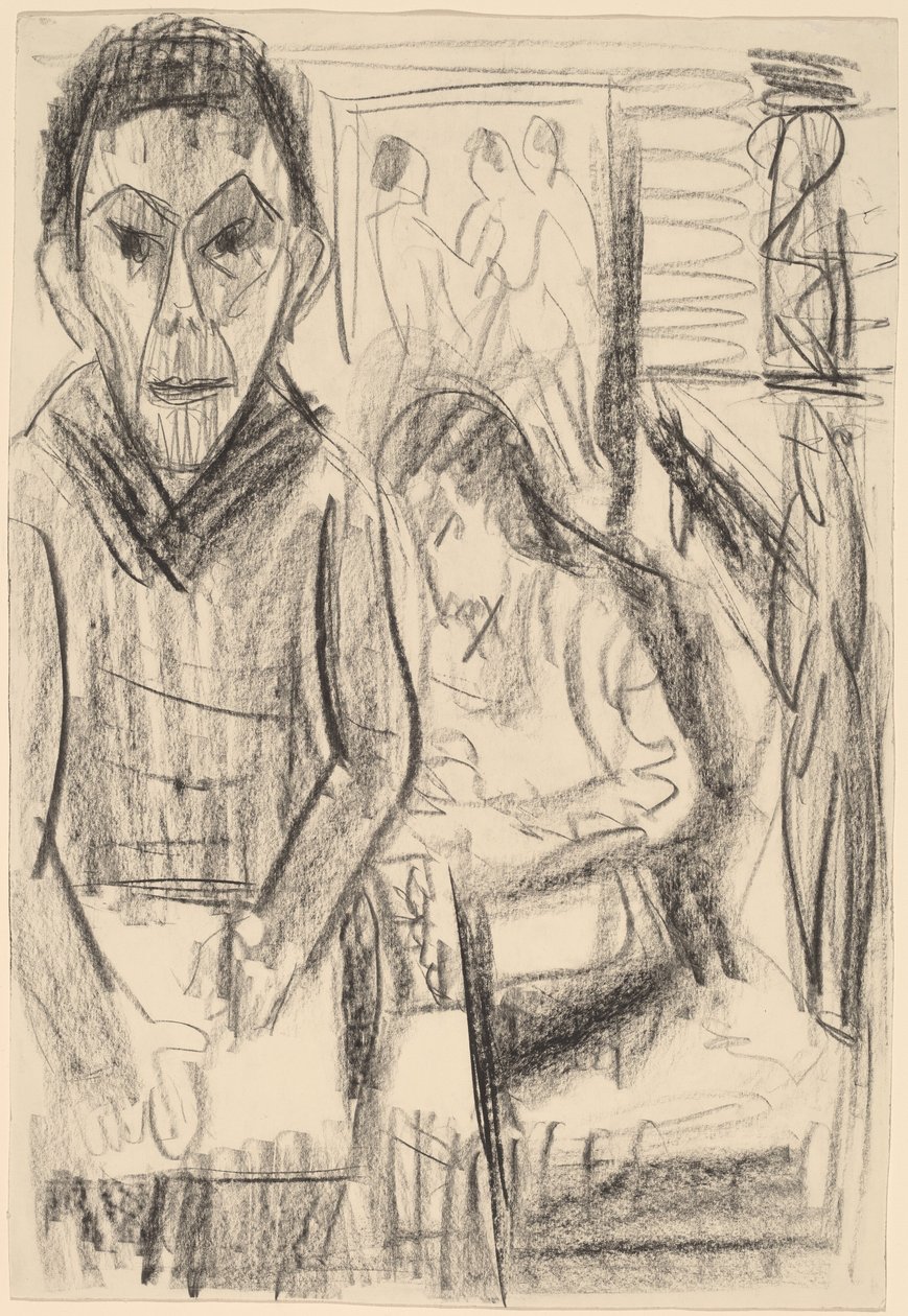 Autorretrato no estúdio de Ernst Ludwig Kirchner