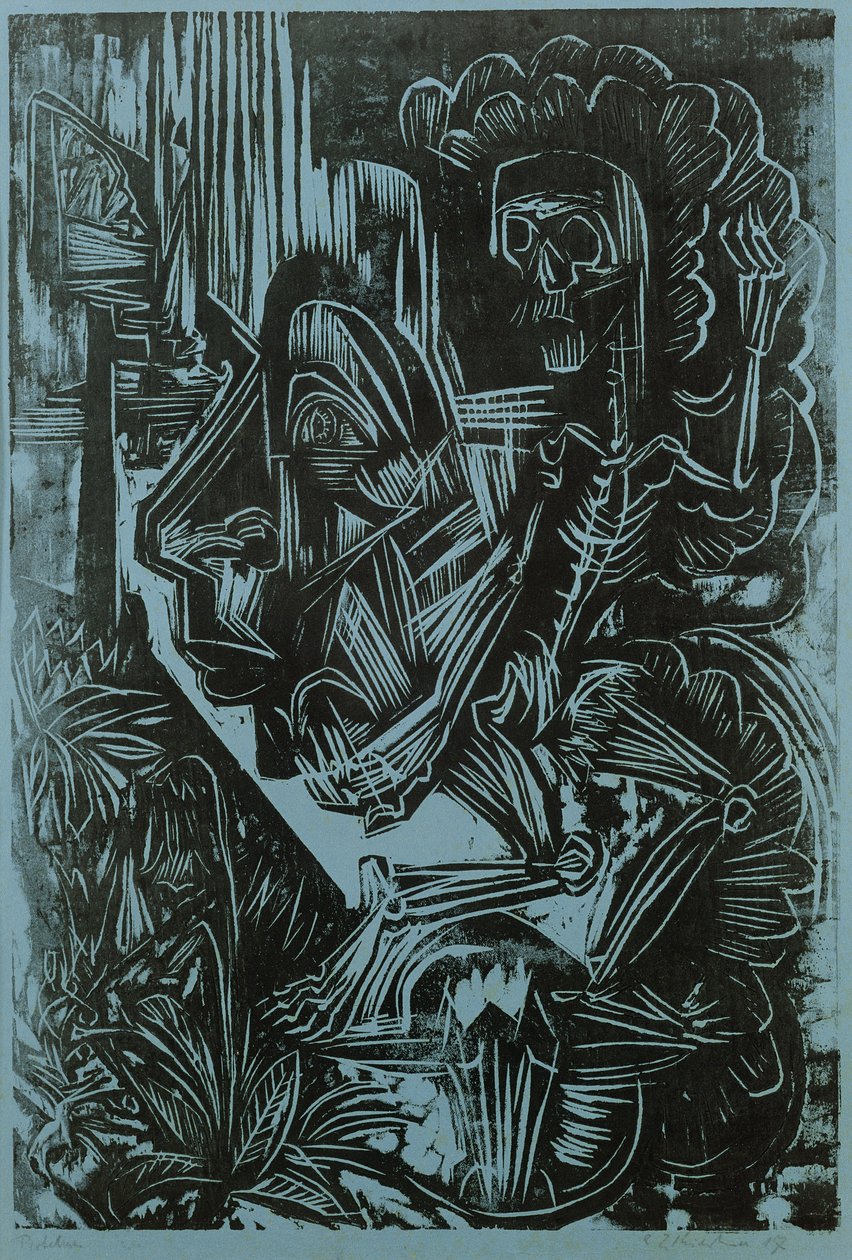 Auto-retrato com dança da morte, 1917 de Ernst Ludwig Kirchner
