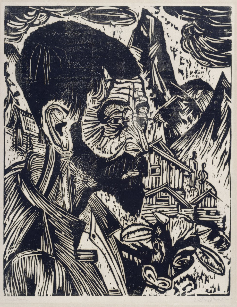 Cabeça de um pastor alpino (Martin Schmid) de Ernst Ludwig Kirchner