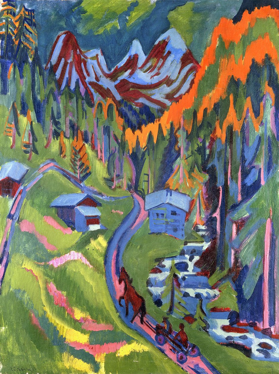 Caminho Sertig no verão; Sertigweg no verão de 1923 de Ernst Ludwig Kirchner