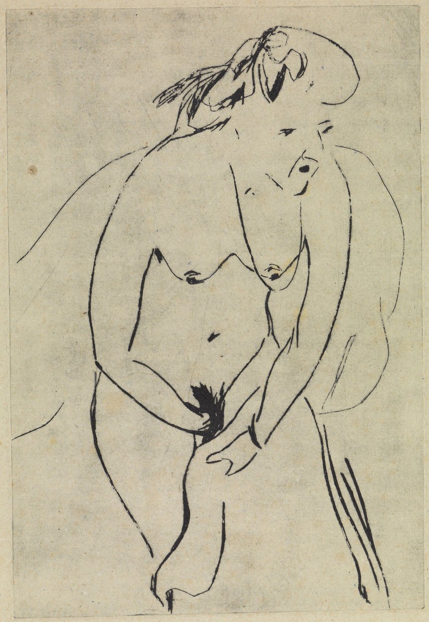 Banhistas a secarem-se com uma toalha e um colar de Ernst Ludwig Kirchner