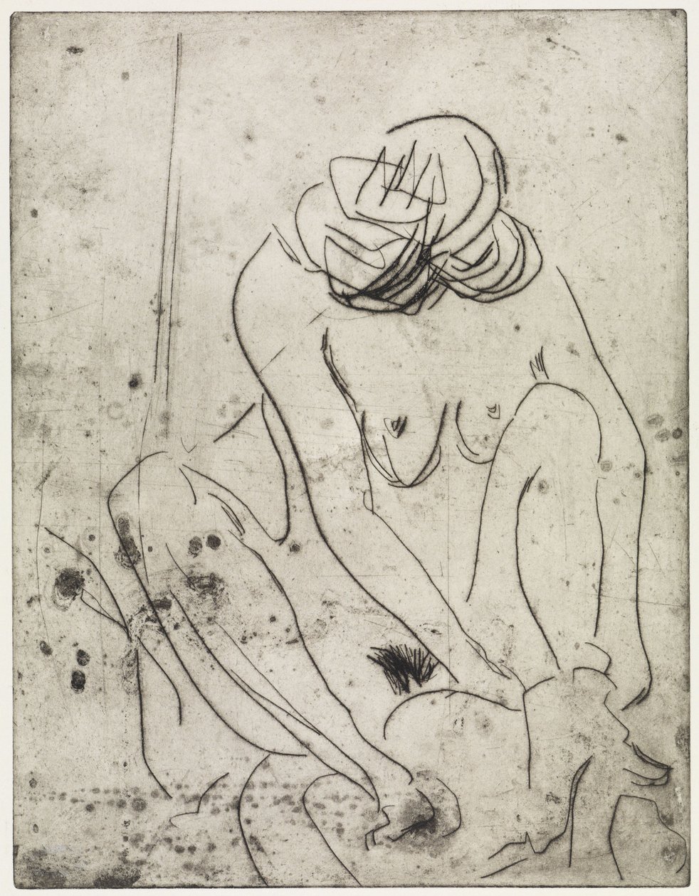 Menina a secar-se/Duas mulheres a tomar banho de Ernst Ludwig Kirchner