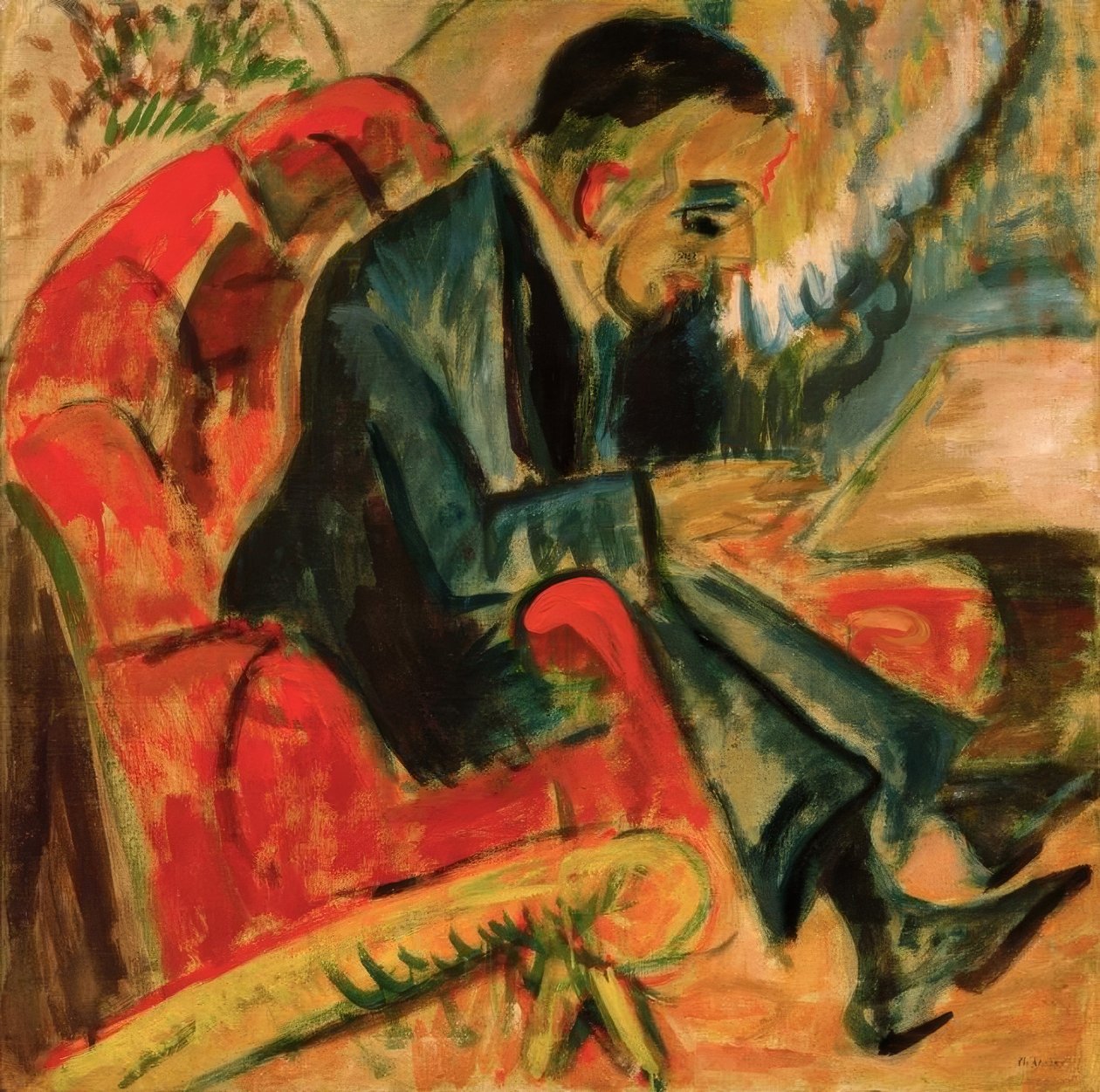 Homem sentado no banco do parque de Ernst Ludwig Kirchner