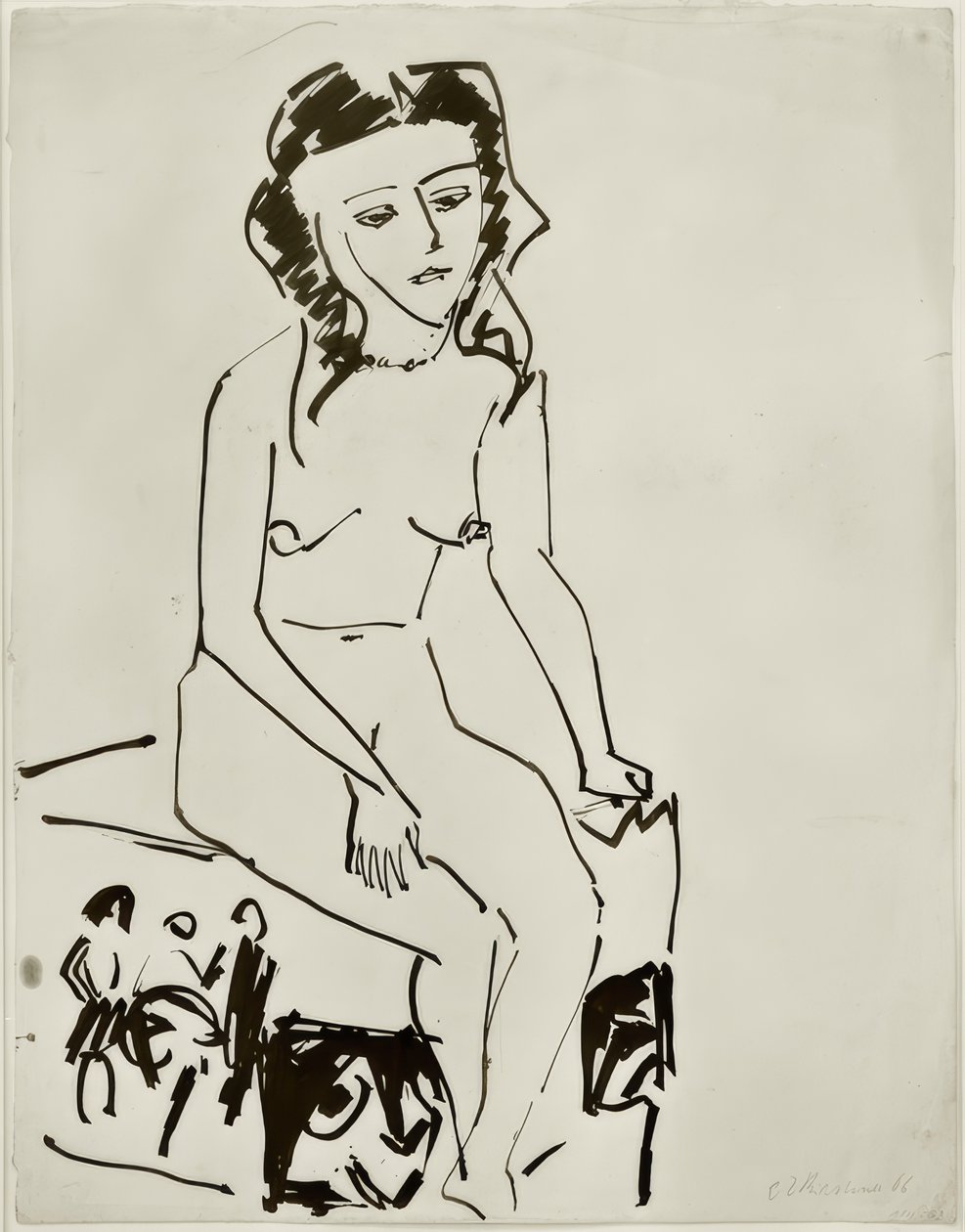 Sentado nu feminino de Ernst Ludwig Kirchner