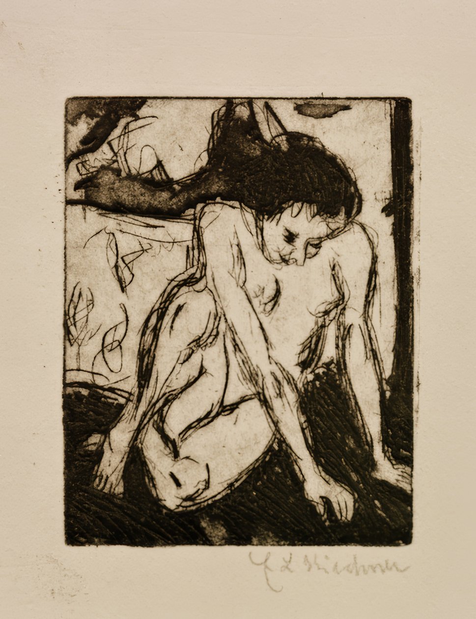 Menina nua sentada de Ernst Ludwig Kirchner