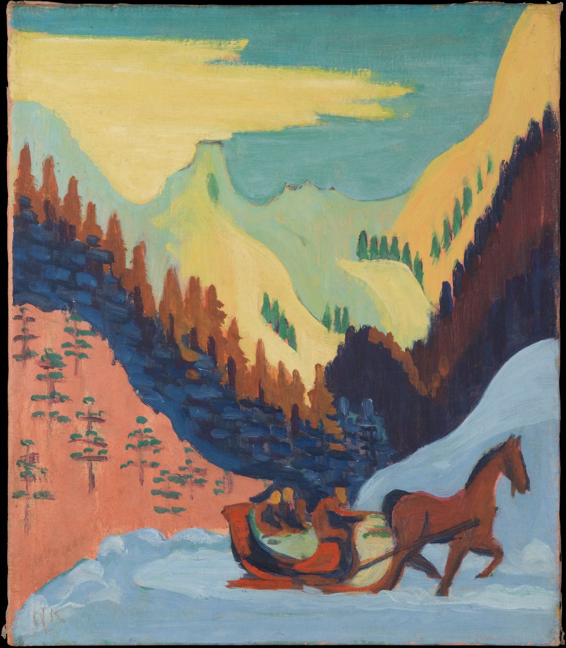 Passeio de trenó na neve de Ernst Ludwig Kirchner