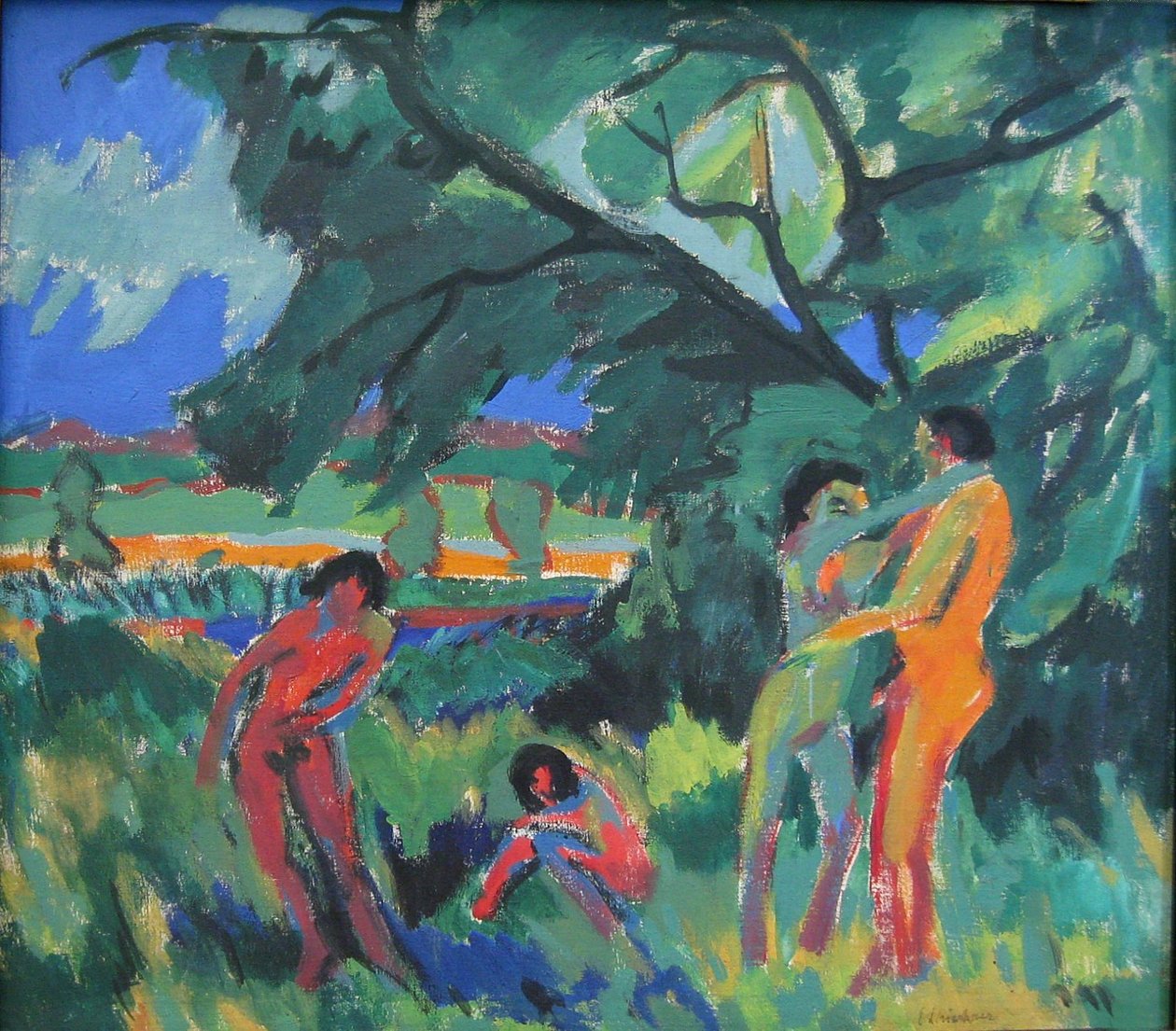 Pessoas nuas a brincar de Ernst Ludwig Kirchner