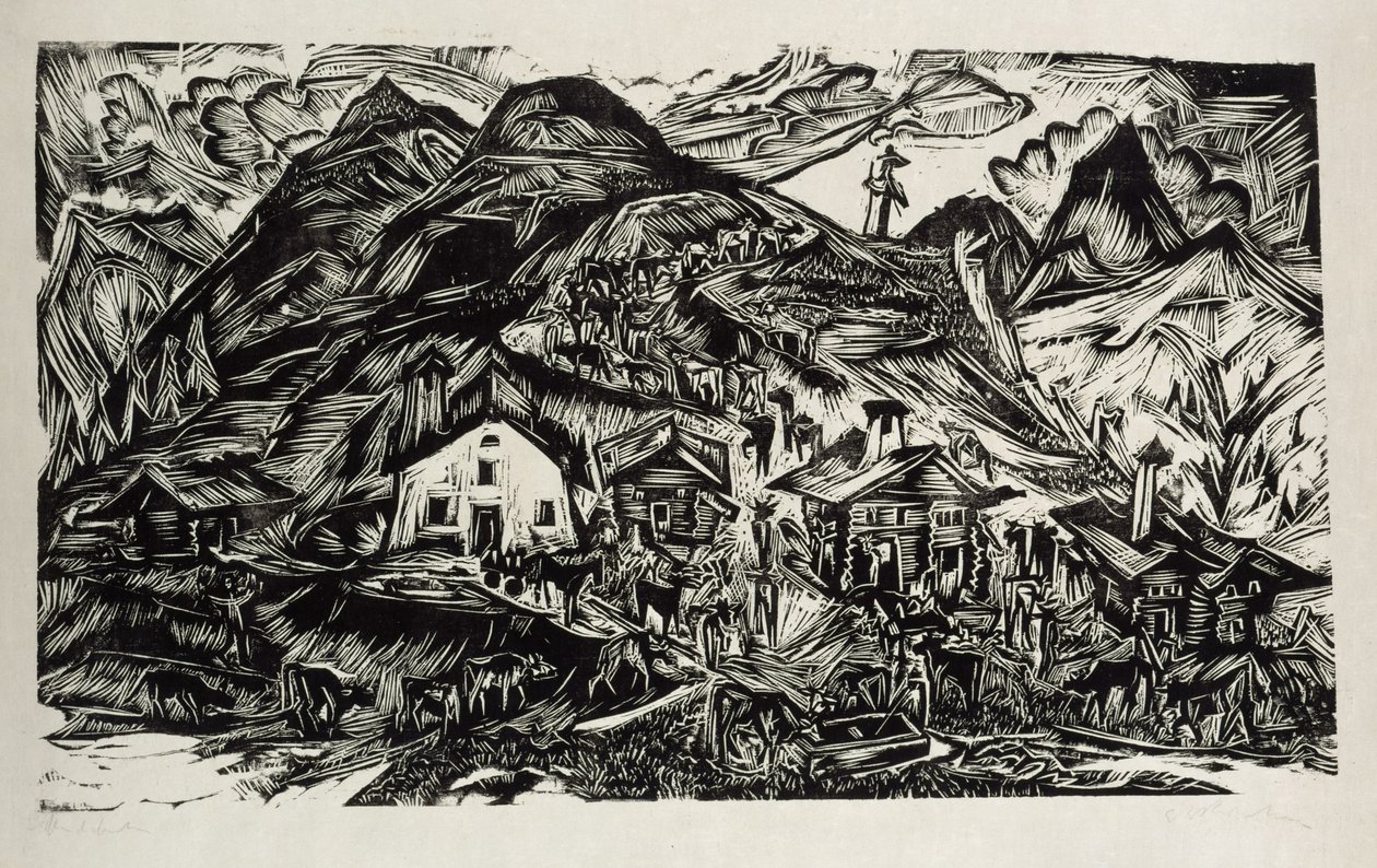 Stafelalp, vista geral - subida para o pasto alpino de Ernst Ludwig Kirchner