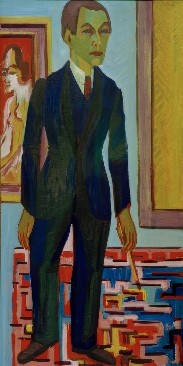 Pintor de pé. auto-retrato de Ernst Ludwig Kirchner