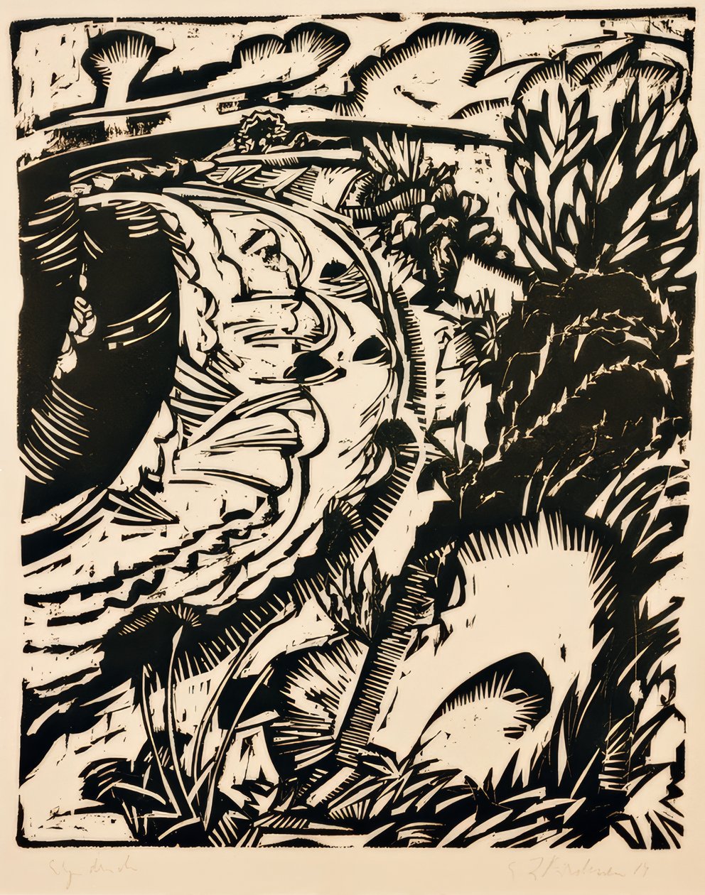 Penhasco com baía redonda de Ernst Ludwig Kirchner