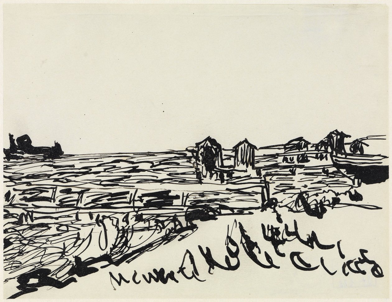 Praia com carros de banho de Ernst Ludwig Kirchner