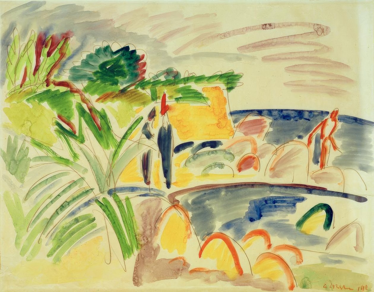 Cena de praia em Fehmarn de Ernst Ludwig Kirchner
