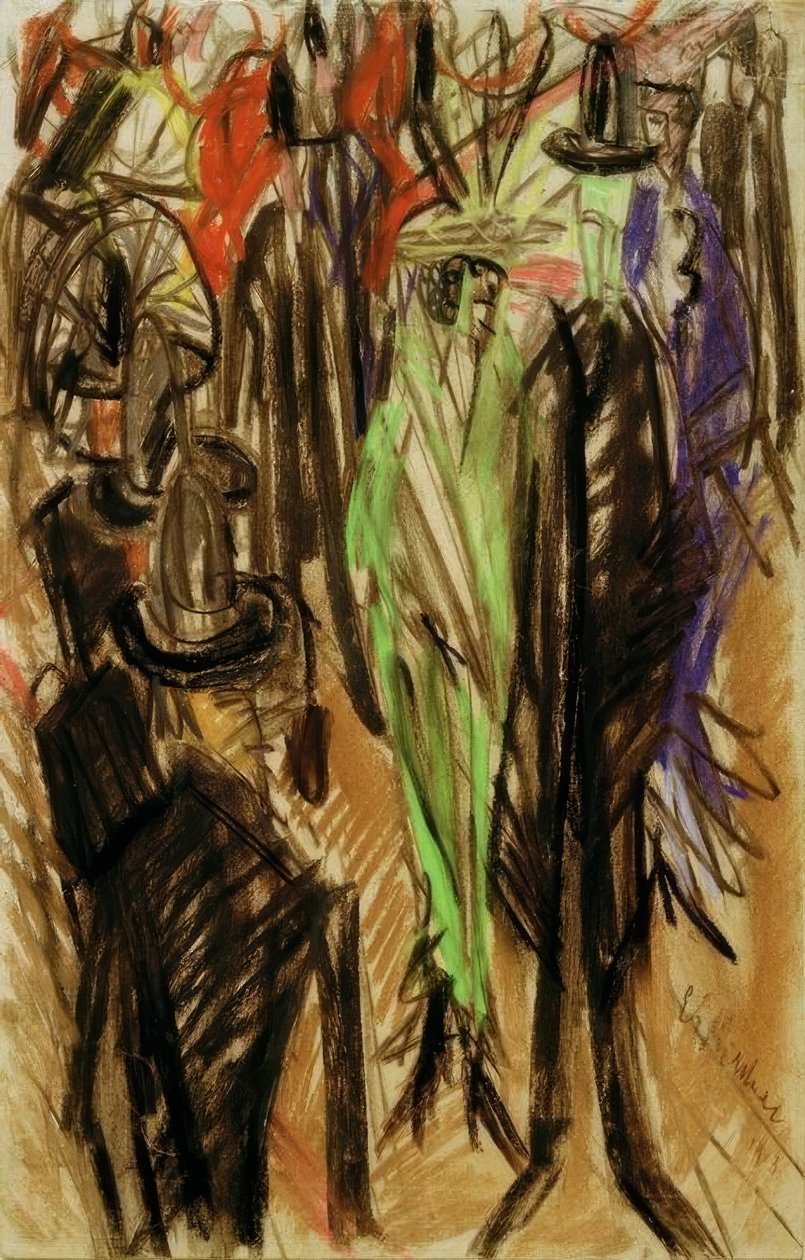 Cena de rua com a senhora verde de Ernst Ludwig Kirchner