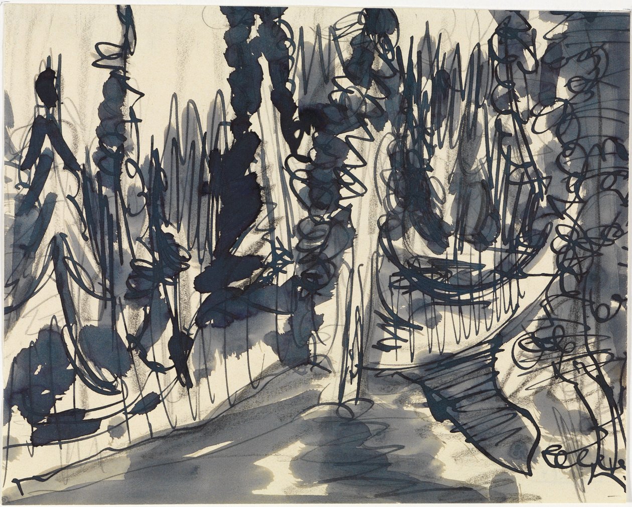 Floresta de abetos (estudo de floresta de montanha) de Ernst Ludwig Kirchner