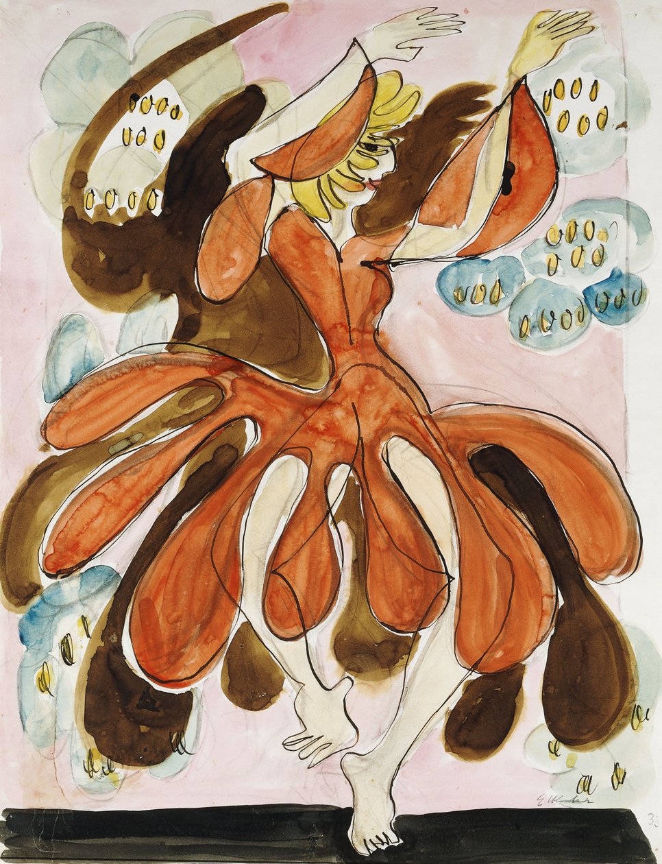 O dançarino Palucca; Die Tanzerin Palucca, c. 1930-31 de Ernst Ludwig Kirchner