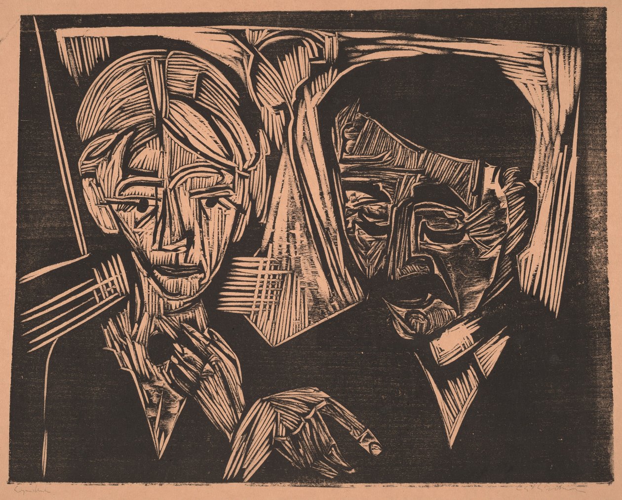 O casal Müller (Ehepaar Müller) de Ernst Ludwig Kirchner