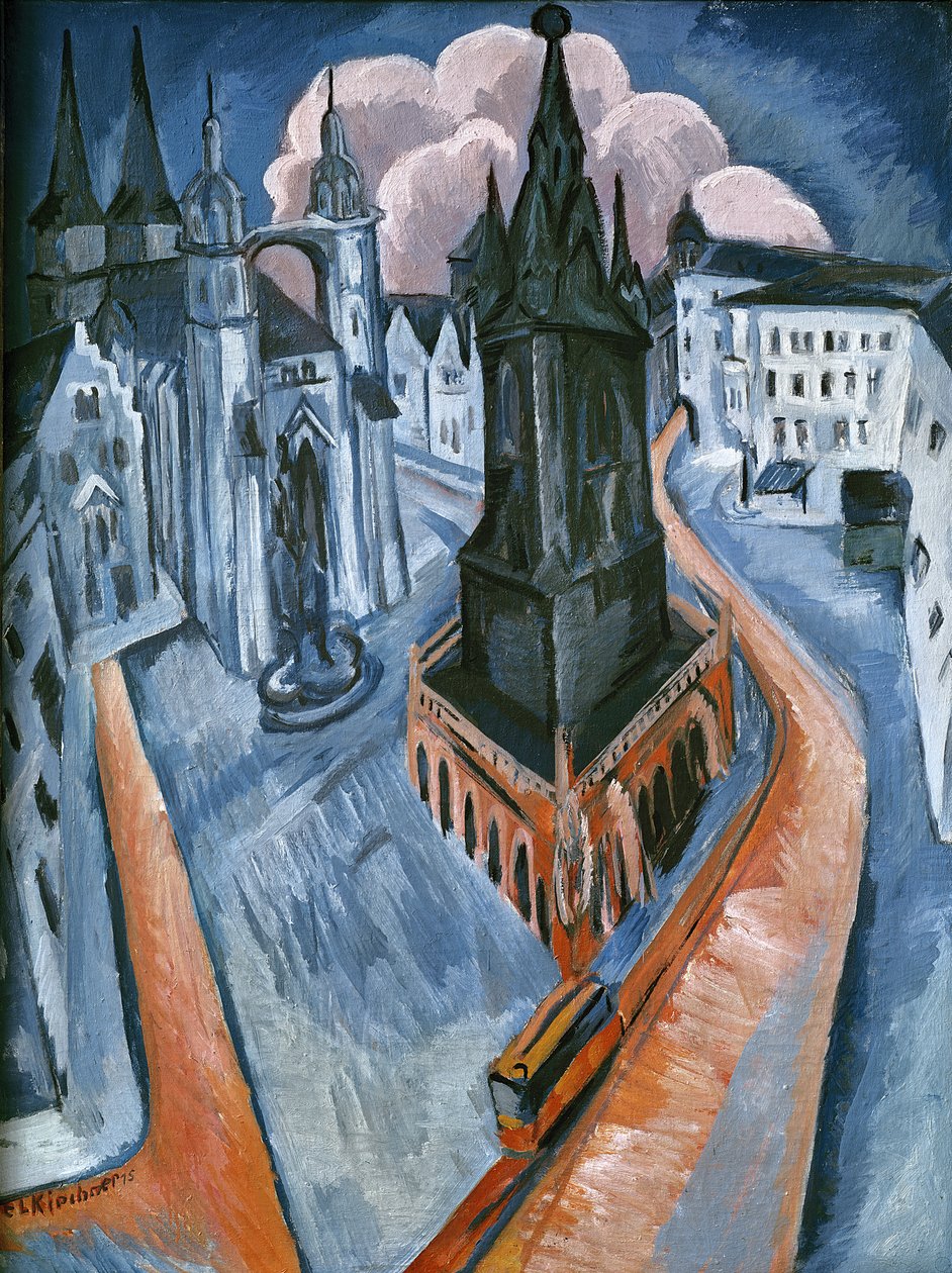 A Torre Vermelha em Halle de Ernst Ludwig Kirchner
